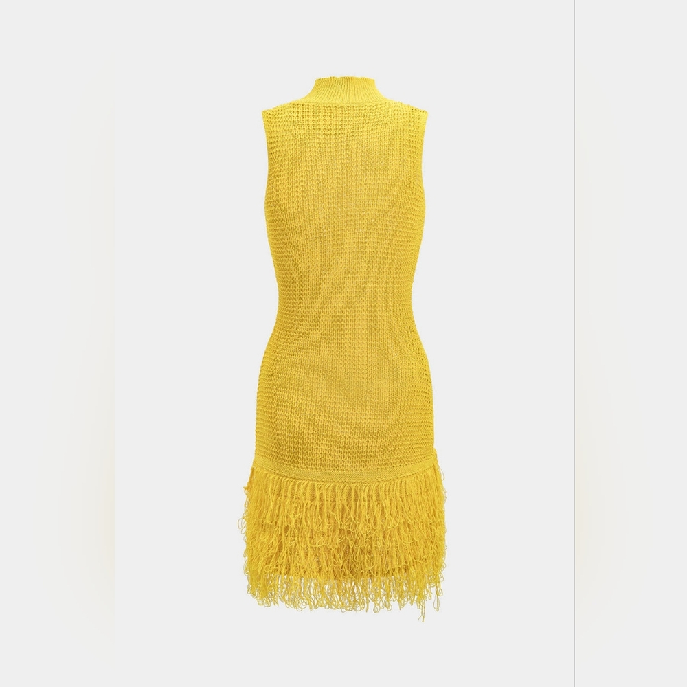 Yellow Fringe Mini Dress